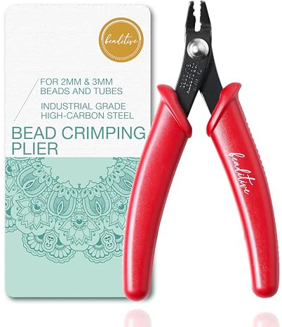 Beaditive Bead Crimping Plier for 2mm & 3mm Beads and Tubes | 5-Inch (Red)