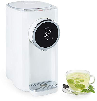 Klarstein Hot Spring Plus Dispensador de agua caliente - Termo, Hervidor de agua, 5 litros de volumen, Panel táctil, Temperatura de 45-95 °C, Pantalla LCD, Depósito de acero inoxidable, Blanco