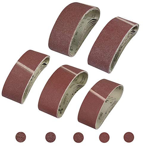 CYH Bandes Abrasives 75 x 533 mm │ 25 pièces Papier Abrasif │ 5 x 40/60/80/120/180 Grains Chacun │ pour Ponceuses à Bande │ pour Ponçage Limage Affûtage et Dérouillage