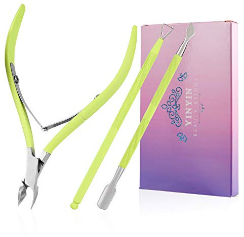 YINYIN Professional Cuticle Trimmer with Pusher and Cutter,Green