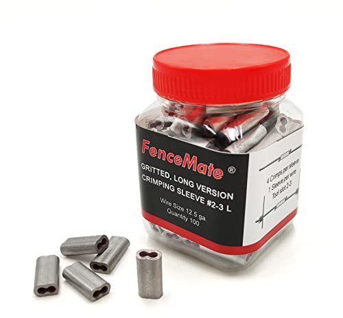FenceMate Aluminum Alloy Crimp Loop Sleeves #2-3 Long to Splice & Join Metallic Wires or Wire Ropes, Tempered, Gritted with Super Holding Force on High Tensile Wires in Fencing & Hanging,100pcs/pk