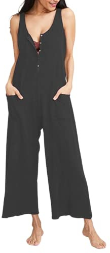 Women's Maternity Rompers Sleeveless Breastfeeding Dungarees Loose Overalls Baggy Strappy Pocket Long Jumpsuit Playsuit Bib Trousers Pants with Button (1#,S)