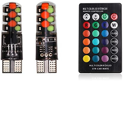 Luci a LED 2x T10 W5W RGB LED Lampadine Telecomando Cob-18 Shell Silicone Strobe Flash Lampada da lettura Auto Auto Faro del faro Lampada del segnale della luce per camera