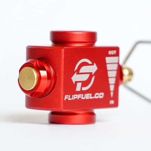 FlipFuel Bränsleöverföringsenhet - Röd Aluminium Bränsleöverföring för Gasol - Bränsleöverföringsenhet för Ryggsäcksspisar