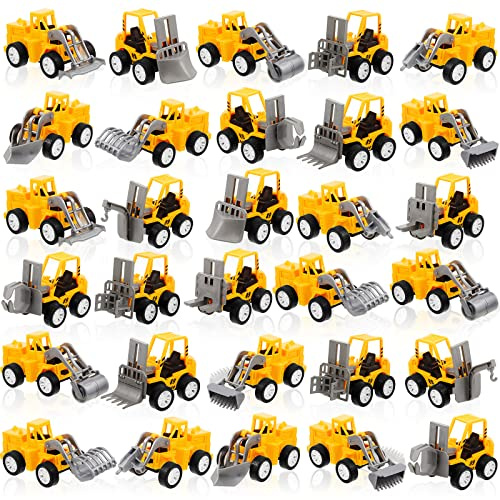 Sosation 36 Pcs Construction Party Favors Engineering Trucks Small Digger Truck Toys Pull Back Vehicles Mini Excavator Toy Car Set for Kids Birthday Boys Girls Stocking Stuffers (Full Set)