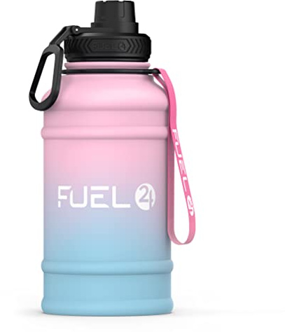 Fuel24 Carafe en acier inoxydable – Bouteille d'eau de 1,3 ou 2,2 litres – Extra solide, sans BPA, anti-fuite – Grande bouteille de sport de 1,3 L, 2,2 L, bouteille en métal – Couleurs au choix