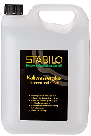Stabilo Befestigungstechnik Kaliwasserglas 5 Liter | Oberflächen Grundierung Konservierung ultrarein | Versieglung, Verfestigung, für Innen- & Außenbereich
