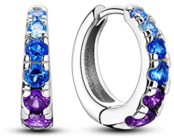 Ohrhänger aus 925er-Sterlingsilber für Damen Creolen mit Feder Stern Sonne Mondstein Saturn-Planet Kaktus Herz mit funkelndem Zirkonia für Damen und Mädchen