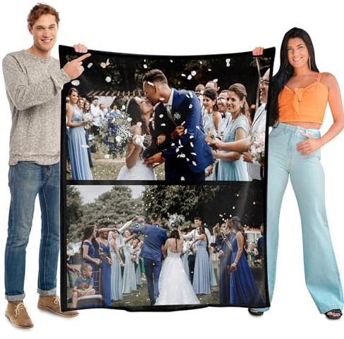 SearchI Personalisierte Geschenke Geburtstage Weihnachten für Männer und Frauen,Personalisierte Decke mit Foto,Weiche Fleece Fotodecke mit Eigenem Foto Name 127x178cm