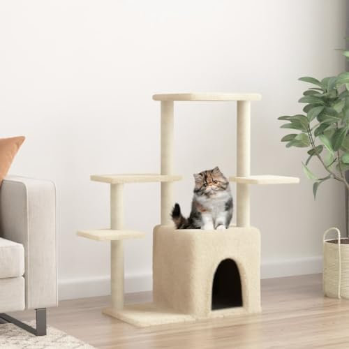 Camerina Kratzbaum mit Sisal-Kratzsäulen Creme 97,5 cm Kratztonne FüR Katzen