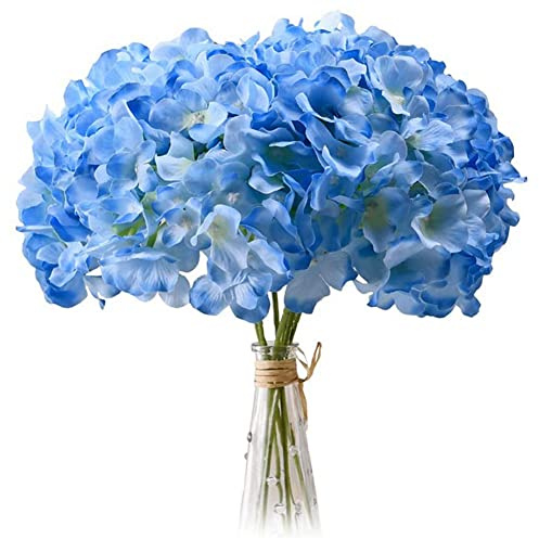Oikabio Bleu Clair Lot de 20 TêTes de Fleurs en Soie D'Hortensia Artificielles avec Tiges pour Mariage