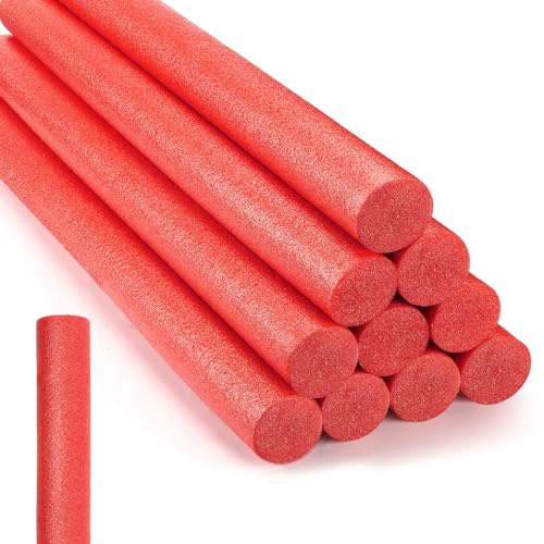 Kathfly 12 Pcs Floating Pool Noodles Foam Tube 1.5 x 35 Inches Floating Foam Tube Round Solid Noodle for Adults Swimming Craft Project(Red)