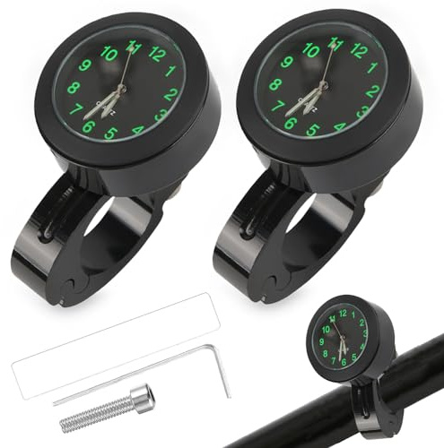 YeahBoom 2 unidades de reloj de motocicleta para manillar, resistente al agua, reloj de bicicleta, reloj de manillar de motocicleta, reloj de bicicleta para manillar, relojes de moto, soporte de