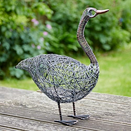 Paper High Guska die stehende Ente Drahtgartenfigur Gartendeko Outdoor Dekoration Metallskulptur Gartenzubehör Recyceltes Metall für den Garten