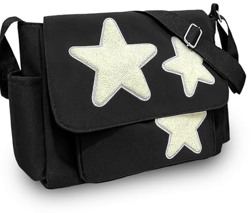 YILCER Messenger Bag Crossbody, Bolsa de Mensajero Mujer, Negro-Grande-Nailon, Medium