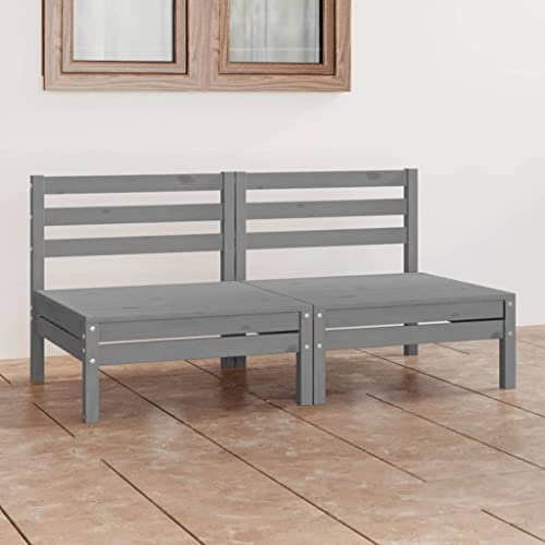 BUKSCYJS Sofas,Gartensofas,Schlafsofas,Gartenmöbel,2-Sitzer-Gartensofa Grau Kiefer Massivholz für Hinterhöfe, Terrassen, Pools, Balkone, Veranden oder Gärten