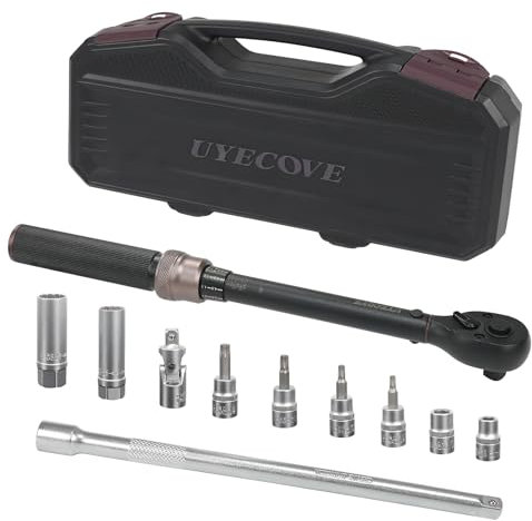 UYECOVE Drehmomentschlüssel 3/8, Drehmomentschlüssel Zündkerzen 5-60Nm Drehmomentschlüssel Set 11-tlg. mit Zündkerze, Drehmomentschlüssel für Auto, Motorrad