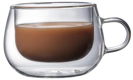 Tasses En Verre Borosicaté – Tasses À Café En Verre À Double Paroi De 150 Ml | Tasses En Verre Isolées Avec Poignée | Tasses En Verre Doubles, Tasse À Café Transparente Élégante Pour Thé Cappuccino,