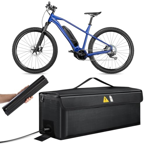 Adiwo Ebike Battery Bag, Fireproof, Explosion-Proof Lipo Safe Bag,Extra Large Battery Safety Box, including fastener, zip, cable guide for storage, transport, charging case