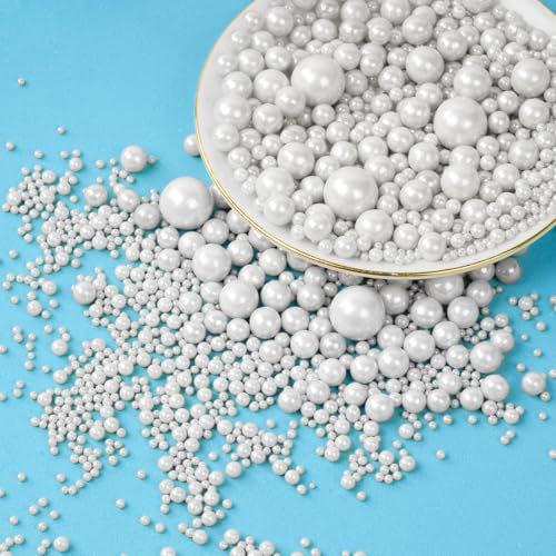 OSDUE 130g Sucre Blanc Streusel,Perlé Saupoudrer Mélange décoration de gâteaux desserts Décoration Pâtisserie Gâteaux Biscuits Cupcakes Anniversaire Party Chirstmas Mariage(Blanc)