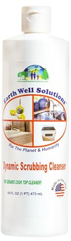 EARTH WELL SOLUTIONS - Dynamic Scrubbing Cleanser - Ceramic and Glass Cooktop Cleaner and Polish - Rinse Free Super Duty Cleaner Cream.