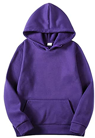 Felpa con cappuccio da uomo in tinta unita, con cappuccio, per il tempo libero, a maniche lunghe, con vestibilità comoda, basic maglione, sportivo, classico, in cotone