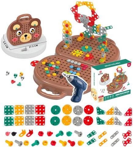 ComedyKing Magic Montessori Play Toolbox, 2024 Neu Montessori Spielzeugkiste mit Bohrmaschine, Bohrer Schraube Werkzeug Se Werkzeugkoffer Kinder, Montessori Spielzeug 2 Jahre (#A)