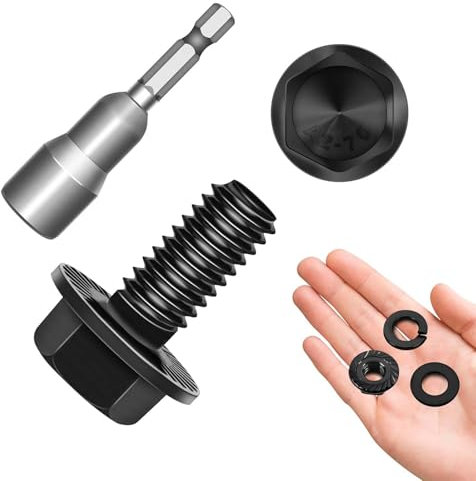 10 Stück Schwarze Schrauben Sechskantschrauben Flanschschrauben M6x16mm Edelstahl A2 V2A Vollgewinde Unterlegscheiben Federringe & Muttern/Schrauben Sortiment mit Sechskant-Bit