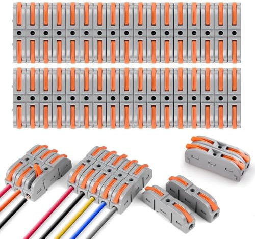 Frogetu 34 Morsettiere Elettriche,Giunzione Cavi Elettrici,Morsetto Elettrico,Morsettiera Elettrica,Morsetti Elettrici Rapidi,Connettori Elettrici Rapidi,Mammut per Cavi Elettrici,Morsetti Elettrici