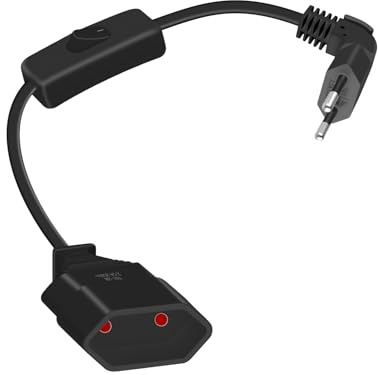 RIIEYOCA Cavo di Prolunga Euro Corto a 90 Gradi con Interruttore, Spina Piatta Euro Tipo-C a presa Euro Tipo-C, 2,5A/250V 0,75 mm² per Monitor, TV, Elettrodomestici (nero)