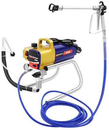 Qussse Airless Farbsprühsystem 3300PSI, 1500W Airless Farbsprühgerät mit Spritzpistole Hochdruck-Farbsprühsystem, Max Sprühdurchfluss 2.2L
