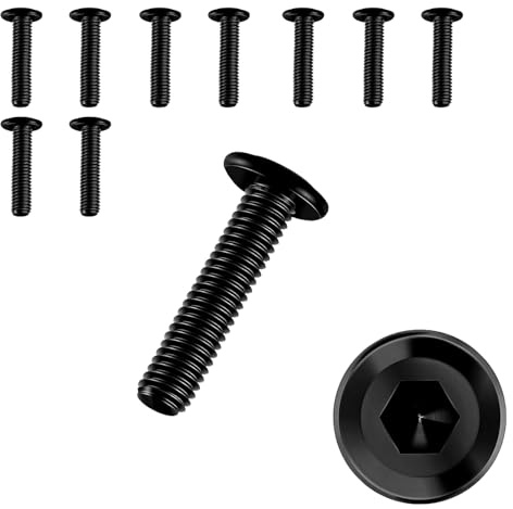 10 Piezas Tornillos M5 × 12,Tornillos Cabeza Plana,Tornillos Negros