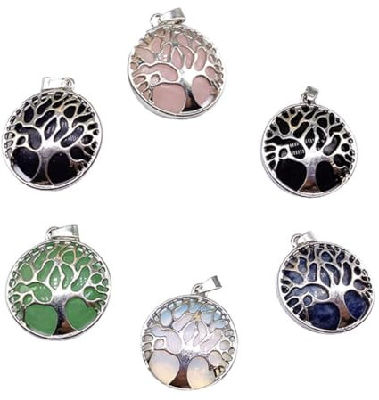 LALAFINA Collana Con Albero Della Vita Ciondoli in Lega Con Albero Ciondoli in Cristallo Per Gioielli Set Da 6 Pezzi
