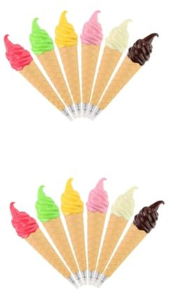 LALAFINA 2sets Ice Cream Pen for Boys and Girls Writing Stationery Creative Ballpoint Pen Smooth Writing 6pcs*2