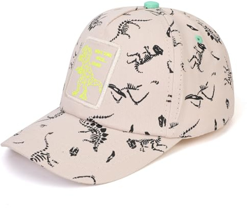 QKURT Casquette de Baseball pour Garçon, Motif Dinosaure, Chapeau de Soleil avec Protection UV, Casquette de Sport Printemps-Été avec Snapback Réglable pour Enfants de 3 à 8 Ans