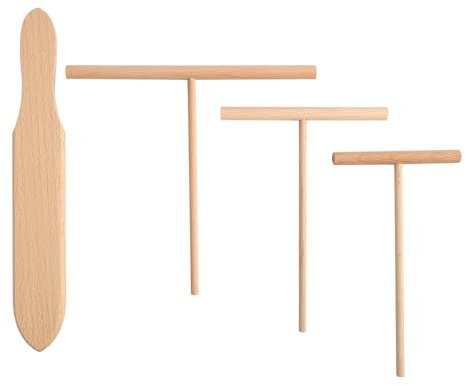 LEIBOCHAO 4 Piezas Crepes Espatula Hecho de Madera, para Crepes para Utensilios de Cocina, Herramienta de Cocina de Madera, Longitud es de 16.5 cm + (9 cm, 12 cm, 18 cm)