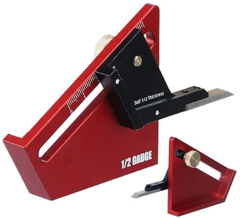 Krujecnt Outil De Centrage | Marqueur De Centre | Pointeau Compact pour Épaisseurs <58mm en Alliage d'Aluminium - Règle de Traçage pour Menuiserie, Escalier, Soudure et Raccordement Tuyauterie