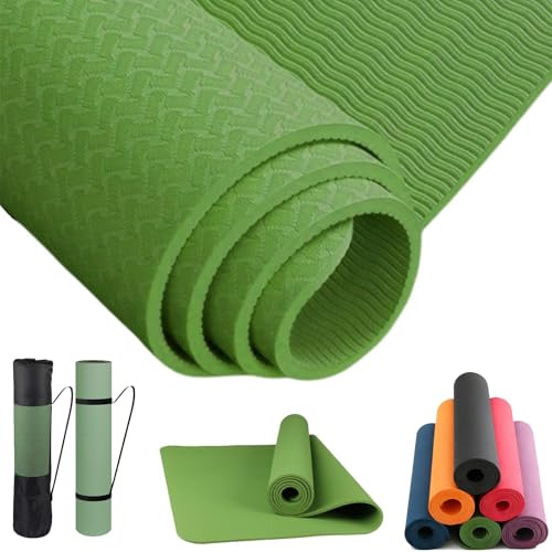 DECODEKO Esterilla de Yoga, Pilates y Fitness TPE Ecológico | Antideslizante, 3 Grosores, Sin Olor, Incluye Correa y Bolsa de Transporte 183x61 cm, Ideal para Deporte en Casa