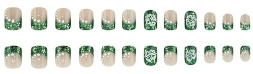 Patrick's Day Press On Nails Green Shamrock Stick On Nails Brilla Una Falsa Manicure Per Gli Amanti Di Vacanze A Tema Nail Art