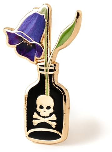 Poison Belladonna Flower Hard Enamel Pin – Symbolic Fantasy Gothic Gift – Unique Accessory for Nature Lovers and Collectors, Poison Bottle