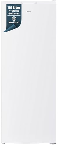 homeX Gefrierschrank NoFrost, Tiefkühlschrank groß - 161L Nutzinhalt, 4-Sterne Gefrieren, Freezer No Frost, Gefrierschränke freistehend, Temperaturregelung, Super-Frost-Funktion, leise 39 dB, weiß