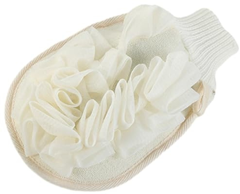 Hohopeti Bath Mitt Exfoliating Glove for Shower Use Made of Flax Material with Thorough Cleanse and Easier Back Scrubbing Functionality, Bathing Supply for Gentle Body Exfoliation