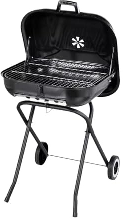 Griglia pieghevole compatta con coperchio, barbecue portatile per patio, campeggio, viaggi, riunioni di famiglia, 49 cm