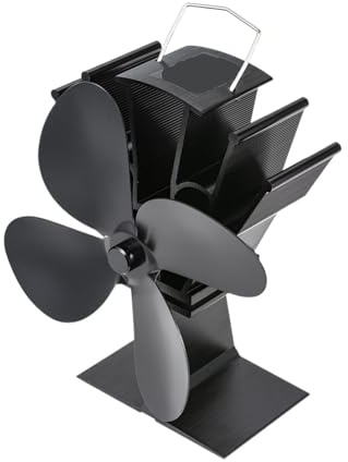 4 Blade Heat Powered Stove Fan Log Wood Burner Friendly Quiet Fireplace Winter Warm Home