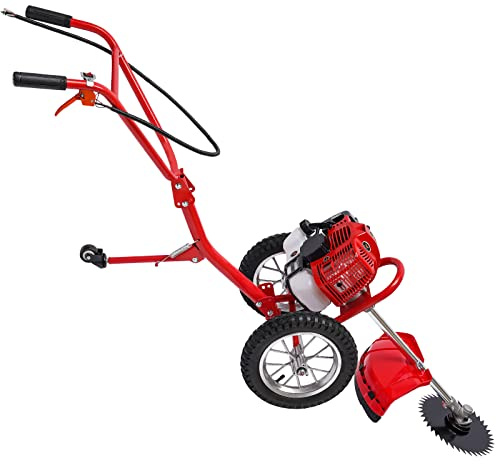 3-i-1 bensinträdgårdssfräs, jordhacka och grästrimmer, set med metallkniv, cirkelsågblad, skärbredd 28 cm, 49 CC 2-takts jordhacka motorhacka jordfräs för jordblandning eller för avsådning