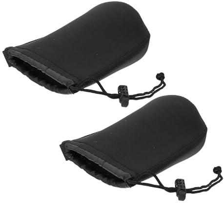 Warmhm 2 Stück-Pack Objektivtasche aus Neopren in Schwarz, Stoßfest | Flexibles Etui für Digitalkameras, Schutz vor Spritzwasser und Stürzen, Feine Verarbeitung