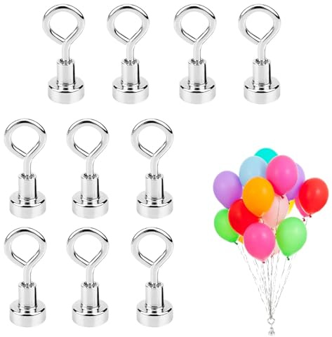 THXFUNAREA 10 Pesas para Globos, Soporte para Globos, Pesas de Helio, Pesas magnéticas para Globos, Pesas Reutilizables para Fiestas, Bodas, cumpleaños, Navidad, Halloween (Plateadas)