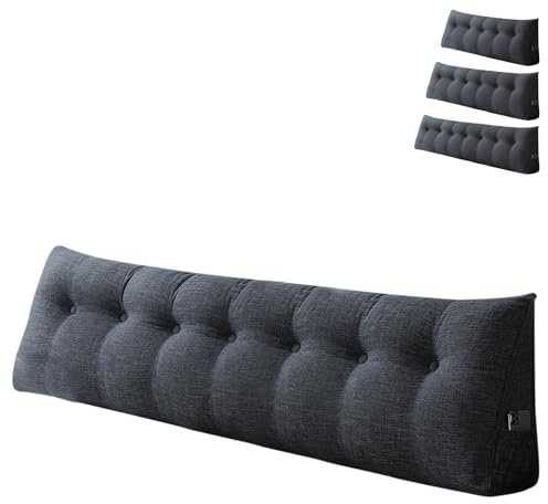 XUANYU Groß Rückenkissen 200 cm Breit - Lesekissen für Bett und Sofa, Keilkissen mit Waschbarem Bezug und Praktischem Seitenfach