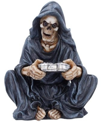 The Final Boss Grim Reaper Gamer statyett 15,3 cm – spelskelettprydnad, mörk humor samlardekor