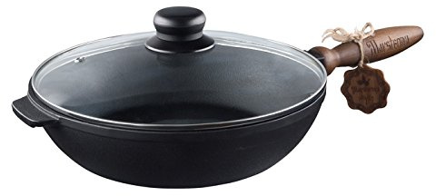Nasha Maysternya SCHWER MASSIV Bratpfanne aus Gusseisen Gussbratpfanne 24cm T304C3